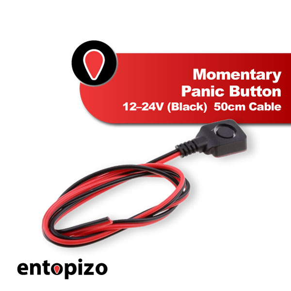 Pulsante di emergenza a pressione 12–24 V (nero) – Cavo da 50 cm