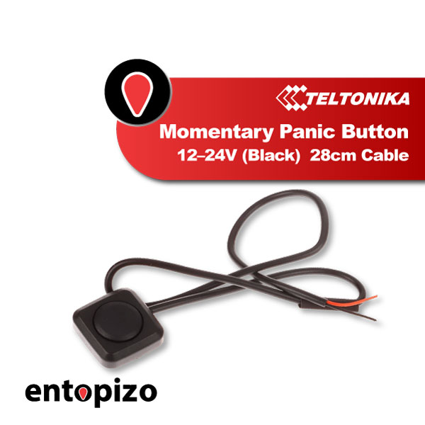 Pulsante di emergenza momentaneo 12–24 V (nero) – cavo da 28 cm